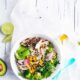 Colorful salad on cutting board